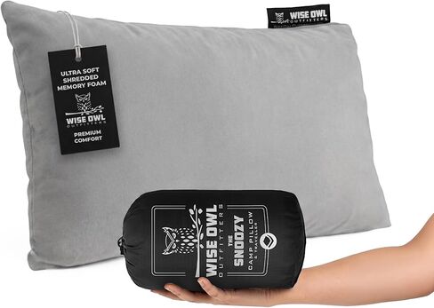 Wise Owl Outfitters Camping Pillow - Camping Essentials and Travel Pillow for Airplanes, Camping, and Travel - Memory Foam Washable Pillow - Small/Medium in Kuwait