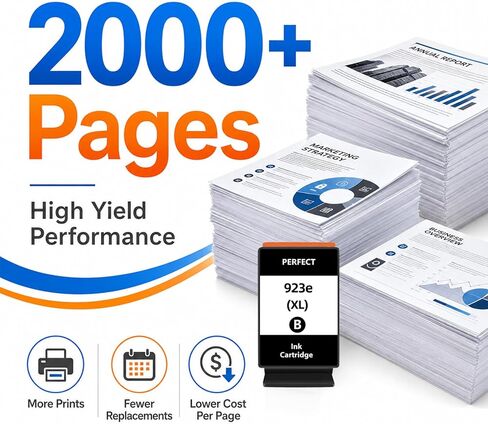 مجموعة خراطيش حبر سوداء 923e 923xl مع رقاقة بديلة لحبر HP 923 923e، متوافقة مع طابعة OfficeJet 8120e 8135e 8122e 8138e 8139e 8124e 8130e 8132e (2 أسود) in Kuwait