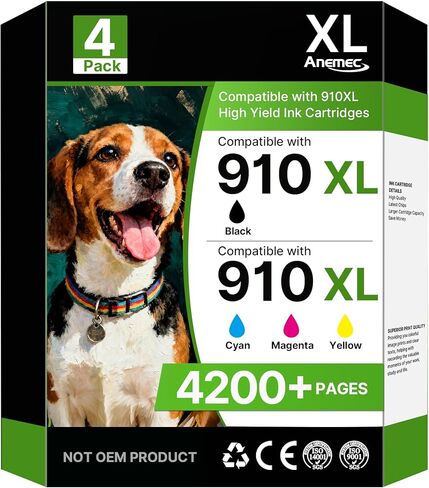 مجموعة خراطيش حبر 910XL بديلة لحبر HP 910 XL متوافقة مع طابعة OfficeJet Pro 8020 8025 8028 8035 8030 8010 8015 8018 8022، 4 عبوات in Kuwait