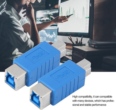 محول USB 3.0 من النوع B ذكر إلى أنثى، 2 - محول أزرق - نقل بيانات بسرعة 5 جيجابت في الثانية، توافق عالي مع الطابعات ومحركات الأقراص الصلبة الخارجية in Kuwait
