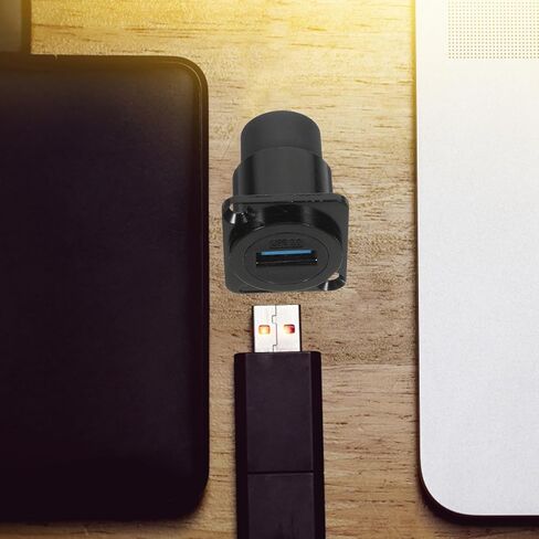 SEWACC USB 3.0 لوحة تركيب أنثى إلى أنثى تمر عبر محول موصل لنقل البيانات وشحن استبدال مقبس USB أسود مع حامل ثابت متوافق in Kuwait