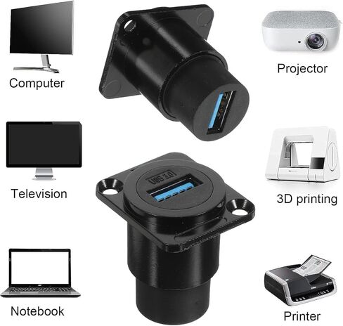 SEWACC USB 3.0 لوحة تركيب أنثى إلى أنثى تمر عبر محول موصل لنقل البيانات وشحن استبدال مقبس USB أسود مع حامل ثابت متوافق in Kuwait
