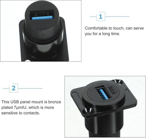 SEWACC USB 3.0 لوحة تركيب أنثى إلى أنثى تمر عبر محول موصل لنقل البيانات وشحن استبدال مقبس USB أسود مع حامل ثابت متوافق in Kuwait