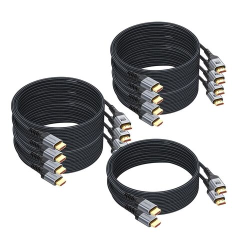 8K HDMI 2.1 Cable 6 FT 5-Pack, 48Gbps High Speed Braided HDMI Cord Pack with CL3 Rated for Game Monitor TV, 4K@120Hz/144Hz 8K@60Hz, HDR10, DTS:X,eARC/ARC for PC Laptop, Monitor, HDTV,Soundbar in Kuwait