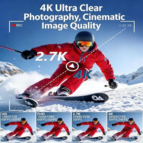 كاميرا فيديو PUSOKEI 4K 48 ميجابكسل، مسجل كاميرا رقمية مع شاشة قلاب 3.0 بوصة 270 درجة، تكبير رقمي 18X، التحكم في التطبيق، تسجيل Timelapse، جهاز التحكم عن بعد، بطارية 1500 مللي أمبير في الساعة in Kuwait