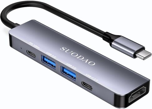 USB C Hub, 5-in-1 Multiport Adapter with 4K HDMI, 100W PD, USB-A Data Ports, Aluminum in Kuwait