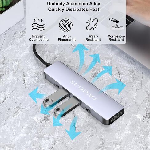 USB C Hub, 5-in-1 Multiport Adapter with 4K HDMI, 100W PD, USB-A Data Ports, Aluminum in Kuwait