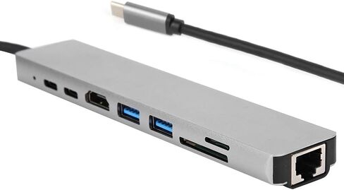 موزع USB C، قاعدة توصيل للكمبيوتر المحمول 8 في 1، محول USB C متعدد المنافذ من الألومنيوم مع USB3.0، RJ45، منفذ USB C أنثى، منفذ USB C ذكر، قارئ بطاقة SD TF in Kuwait