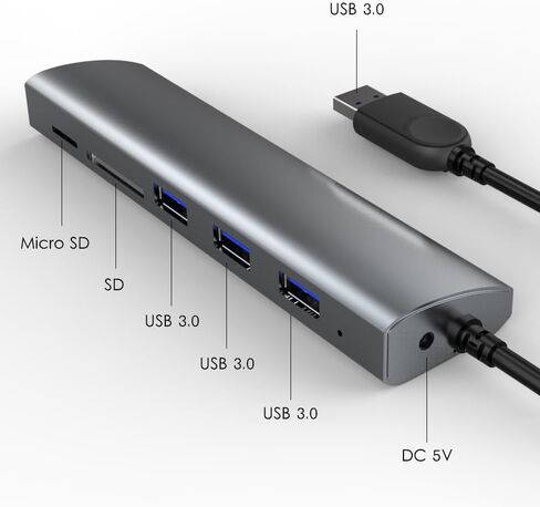 الألومنيوم USB 3.0 3-Port USB Hub مع 2-Slot SD / TF قارئ بطاقة كومبو لنظام التشغيل Mac، Window، Linux in Kuwait