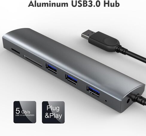 الألومنيوم USB 3.0 3-Port USB Hub مع 2-Slot SD / TF قارئ بطاقة كومبو لنظام التشغيل Mac، Window، Linux in Kuwait