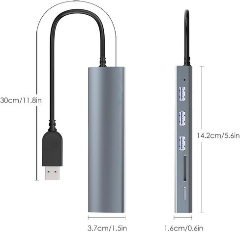 الألومنيوم USB 3.0 3-Port USB Hub مع 2-Slot SD / TF قارئ بطاقة كومبو لنظام التشغيل Mac، Window، Linux in Kuwait