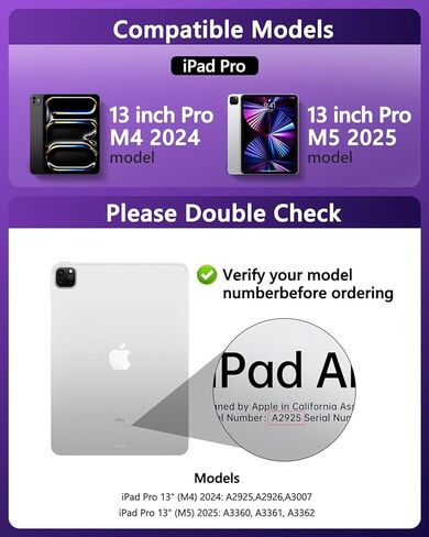 حافظة لوحة مفاتيح لاسلكية لجهاز iPad Pro 13 بوصة (M5/M4، 2025/2024)، غطاء حماية شفاف مع لوحة مفاتيح بإضاءة خلفية بـ 7 ألوان، حامل دوار 360 درجة، لوحة تتبع متعددة اللمس وحامل أقلام، أرجواني in Kuwait