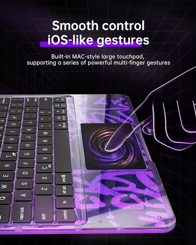 حافظة لوحة مفاتيح لاسلكية لجهاز iPad Pro 13 بوصة (M5/M4، 2025/2024)، غطاء حماية شفاف مع لوحة مفاتيح بإضاءة خلفية بـ 7 ألوان، حامل دوار 360 درجة، لوحة تتبع متعددة اللمس وحامل أقلام، أرجواني in Kuwait