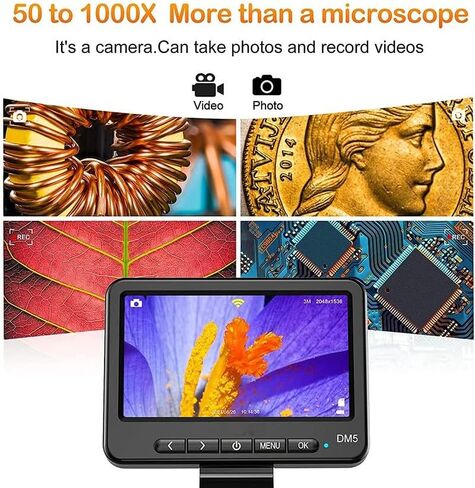 مجموعة المجهر 5 بوصة مجهر 1200X شاشة LCD 1080P مجهر فيديو شرائح المجهر in Kuwait