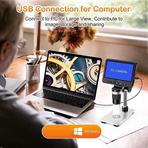 مجموعة المجهر 5 بوصة مجهر 1200X شاشة LCD 1080P مجهر فيديو شرائح المجهر in Kuwait