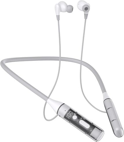YUEPOOL Wireless Neckband Headphones with TF Card Slot，6.0 Bluetooth Headphones 100 Hours Playtime, Voice Return Microphone,Waterproof Wireless Noise Cancelling Earbuds for Sports (Gray) in Kuwait