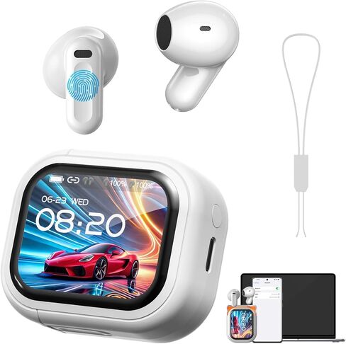 NE20 Real-Time AI Translation Earbuds, 2026 Audifonos Traductores Inglés Español Headphones, LCD Touch Screen Bluetooth 6.0, 135 Languages 3-in-1 Music/Call, 60H Playtime for Travel Business (Black) in Saudi Arabia