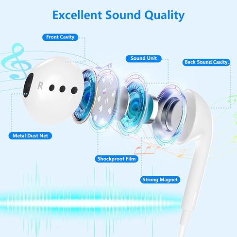 [معتمد من Apple MFi] عبوتان من سماعات الأذن السلكية لايتنينج لهاتف iPhone، سماعات رأس True Plug and Play داخل الأذن مع ميكروفون وتحكم في مستوى الصوت، عزل الضوضاء متوافق مع iPhone 14/13/12/11/XR/XS/X/8/7 in Kuwait