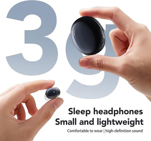 سماعات أذن MS216 Sleep Bluetooth 6.0 خفيفة الوزن في الأذن، سماعات رأس صغيرة للنوم بتصميم صغير للنوم الجانبي، وسادات أذن للنوم، تحجب ضوضاء الشخير، بطارية 60 ساعة، مكالمات عالية الدقة، أسود in Kuwait