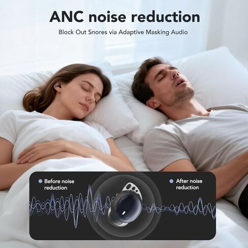 سماعات أذن MS216 Sleep Bluetooth 6.0 خفيفة الوزن في الأذن، سماعات رأس صغيرة للنوم بتصميم صغير للنوم الجانبي، وسادات أذن للنوم، تحجب ضوضاء الشخير، بطارية 60 ساعة، مكالمات عالية الدقة، أسود in Kuwait