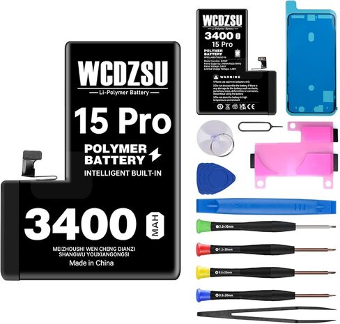 Battery Replacement for iPhone 15 Pro 3400mAh High Capacity New 0 Cycle Lithium Polymer Battery for iPhone 15 Pro with Full Tool Kit Model A3102 A2848 A3101 A3104 in Kuwait