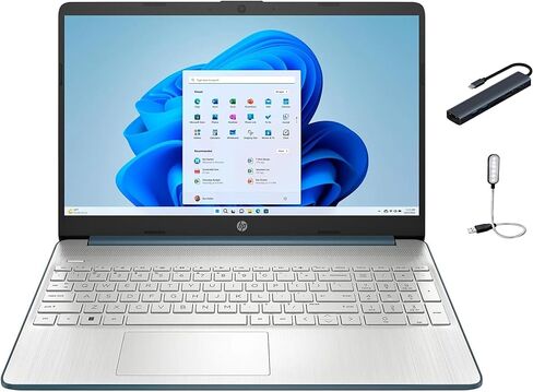 لاب توب اتش بي 15.6 بوصة اتش دي، انتل كور i3-1115G4، ذاكرة الوصول العشوائي 8 جيجا، 256 جيجا M.2 NVMe SSD، كاميرا ويب، قارئ بطاقة SD، ويندوز 11 هوم في وضع S، ازرق مع ملحقات HEX in Kuwait
