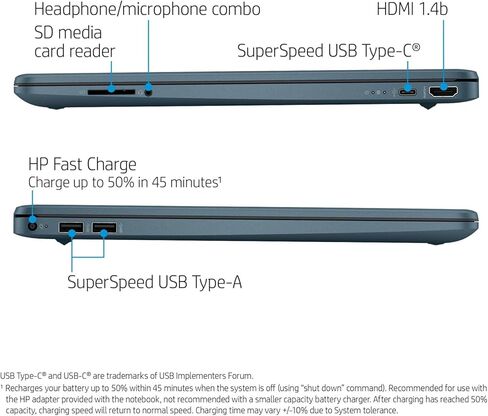 لاب توب اتش بي 15.6 بوصة اتش دي، انتل كور i3-1115G4، ذاكرة الوصول العشوائي 8 جيجا، 256 جيجا M.2 NVMe SSD، كاميرا ويب، قارئ بطاقة SD، ويندوز 11 هوم في وضع S، ازرق مع ملحقات HEX in Kuwait
