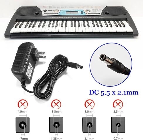 سلك محول طاقة AV 12 فولت متوافق مع البيانو الرقمي ولوحة المفاتيح المحمولة، يناسب Yamaha PSR، YPG، YPT، DGX، DD، EZ، (PA130 PA150 YPG-235 YPT-230 YPT-400 والمزيد) in Kuwait