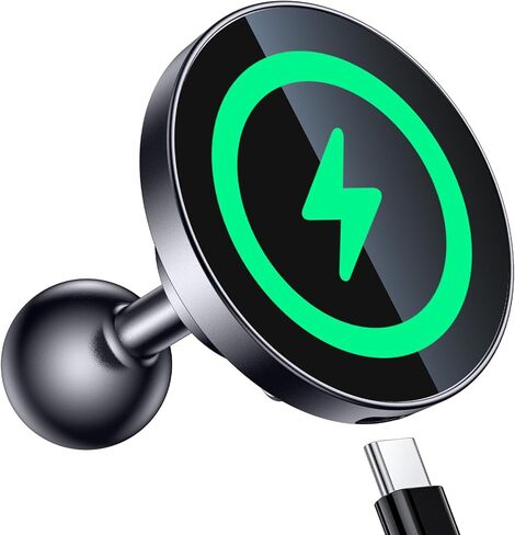 Coolpow لشاحن السيارة اللاسلكي Magsafe حامل هاتف شحن لاسلكي مغناطيسي مع حامل كروي 1 بوصة (25 مم) 【مغناطيس فائق】حامل كروي 1 بوصة لشاحن MagSafe متوافق مع حامل ذاكرة الوصول العشوائي وذراع مقبس مزدوج in Kuwait