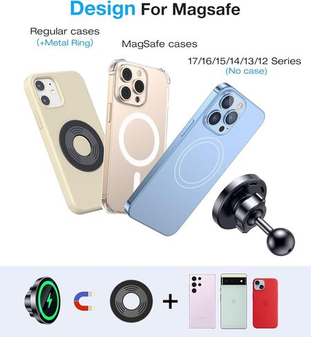 Coolpow لشاحن السيارة اللاسلكي Magsafe حامل هاتف شحن لاسلكي مغناطيسي مع حامل كروي 1 بوصة (25 مم) 【مغناطيس فائق】حامل كروي 1 بوصة لشاحن MagSafe متوافق مع حامل ذاكرة الوصول العشوائي وذراع مقبس مزدوج in Kuwait