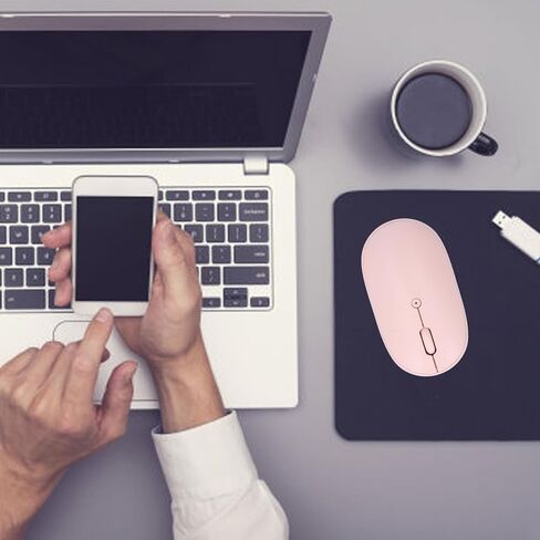 Bluetooth Mouse, Rechargeable Cordless Mouse, 1600 DPI Slim Laptop Mouse, Ergonomic Computer Mouse for Laptop Desktop Tablet Phone (Pinkish) in Kuwait