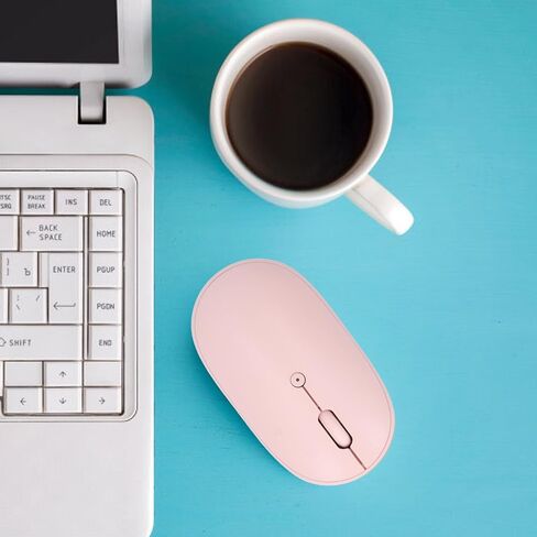 Bluetooth Mouse, Rechargeable Cordless Mouse, 1600 DPI Slim Laptop Mouse, Ergonomic Computer Mouse for Laptop Desktop Tablet Phone (Pinkish) in Kuwait