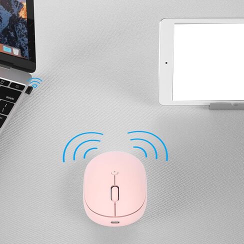 Bluetooth Mouse, Rechargeable Cordless Mouse, 1600 DPI Slim Laptop Mouse, Ergonomic Computer Mouse for Laptop Desktop Tablet Phone (Pinkish) in Kuwait
