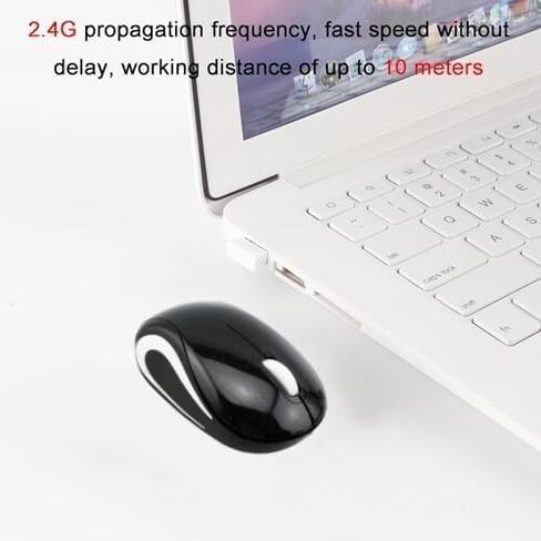 ماوس لاسلكي صغير، ماوس لاسلكي خفيف الوزن ومحمول صامت، مع قابس وتشغيل جهاز استقبال USB 2.4 جيجا، للأطفال الصغار في المدرسة والسفر إلى المنزل، لأجهزة الكمبيوتر المحمول/الكمبيوتر الشخصي/الكمبيوتر، هدية للأطفال الأولاد والبنات (أسود) in Kuwait