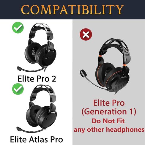 استبدال وسائد الأذن من جل التبريد من SOULWIT لسماعات Turtle Beach Elite Pro 2/Elite Atlas Pro، وسائد الأذن من نسيج الحرير الجليدي، رغوة عالية الكثافة - أسود in Kuwait