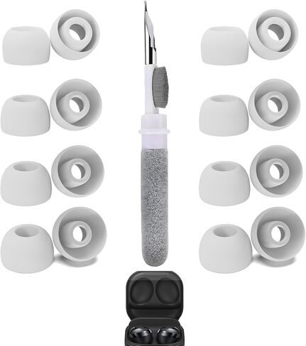 [8 أزواج] أطراف أذن بديلة لسماعات Samsung Galaxy Buds Pro R190، مع مجموعة تنظيف 3 في 1، أطراف أذن من السيليكون (XS/S/M/L) باللون الأبيض in Kuwait