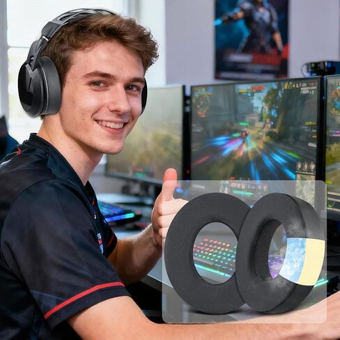 استبدال وسائد الأذن من جل التبريد من SOULWIT لسماعات Turtle Beach Elite Pro 2/Elite Atlas Pro، وسائد الأذن من نسيج الحرير الجليدي، رغوة عالية الكثافة - أسود in Kuwait