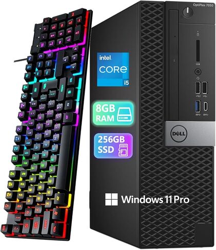 كمبيوتر مكتبي Dell Optiplex 7050 SFF | كور i5-7500، 4 كور| ذاكرة وصول عشوائي DDR4 سعة 8 جيجابايت | 256 جيجا اس اس دي | يو اس بي واي فاي + بلوتوث | ويندوز 11 برو | لوحة المفاتيح والماوس (متجدد) in Kuwait