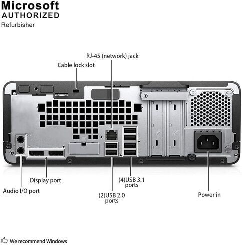 HP 600 G4 SFF Desktop Intel i5-8400 حتى 4.00 جيجا هرتز 32 جيجا DDR4 جديد 512 جيجا NVMe SSD مدمج AX210 Wi-Fi 6E BT شاشة مزدوجة تدعم لوحة المفاتيح اللاسلكية والماوس Windows 11 (متجدد) in Kuwait