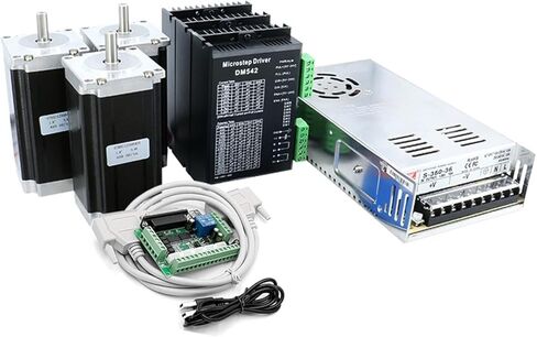 3 محاور Nema23 57HS112 3Nm 3A مجموعة محرك متدرج مع سائق المحرك DM542 + 5 محاور DB25 تحكم + 350 واط 36 فولت مصدر الطاقة ل in Kuwait