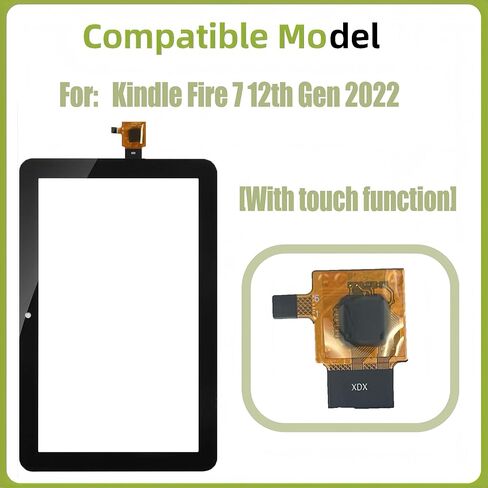 بديل جديد لمحول رقمي لشاشة اللمس متوافق مع Kindle Fire 7 الجيل الثاني عشر 2022 [مع وظيفة اللمس] مع مجموعة أدوات إصلاح متخصصة. (لا يوجد محول رقمي LCD) - مع لاصق OCA in Kuwait