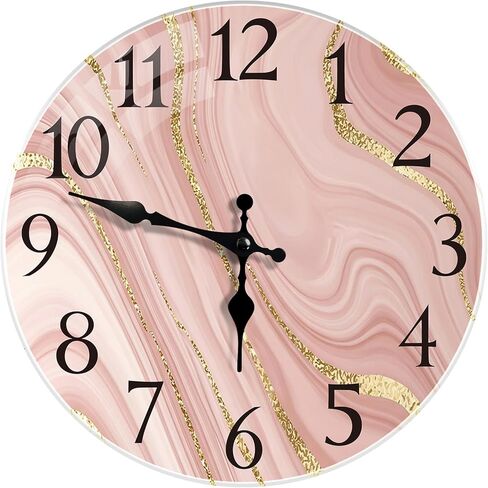 Britimes Round Wall Clock Silent Non-Ticking Battery Operated Outdoor Waterproof Glass Clock 12 Inch, Green White Marble Home Decor for Living Room, Kitchen, Bathroom, Bedroom, and Office in Saudi Arabia