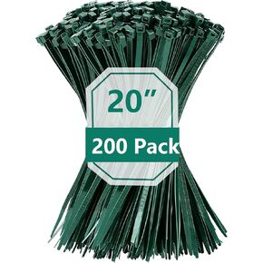 200 قطعة من ربطات العنق ذات اللون الأخضر الداكن مقاس 20 بوصة بقوة شد 78 رطلًا ذاتية القفل وشديدة التحمل ومقاومة للأشعة فوق البنفسجية للاستخدام الداخلي والخارجي (أسود) in Kuwait
