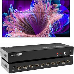4K HDMI Video Wall Controller 3x3, Video TV Wall Splicing Processor Splicer w/Remote, Up to 9 TV Screens Into 1 Wall Display, 13 Splicing Modes, Plug & Play in Kuwait