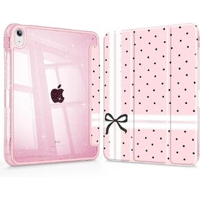 حافظة Mektron اللامعة لجهاز iPad 2025 مقاس 11 بوصة A16 chip الجيل الحادي عشر Fit 2022 iPad الجيل العاشر 10.9 بوصة، غطاء نحيف لامع مع غطاء خلفي شفاف لامع وغطاء ذكي قابل للطي - شبكة وردية كرزية in Kuwait