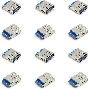 PCB USB موصل USB 3.0 أنثى جاك 4 دبوس 180 درجة حافة مجعدة 15 قطعة، WuJuntool in Kuwait