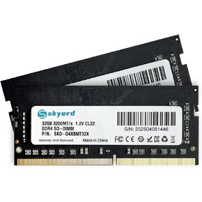 Skyerd 64GB Kit DDR4 RAM (2x32GB) 2RX8 3200MHz(2933MHz أو 2666MHz) PC4-25600 (PC4-23400، 21300) CL22 غير مخزنة غير ECC 1.2V SODIMM 260 Pin لترقية ذاكرة Intel وAMD Laptop AIO in Kuwait
