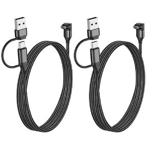 كابل شاحن ساعة جارمين 2 في 1 بطول 3.3 قدم، قطعتان، سلك شحن USB A/C لـ Garmin Fenix ​​8/7/7X/6/5;Vivoactive 6/5/4;Venu 3/3S;Forerunner 970/965/955/945/570/265;Instinct;Tactix، أسود in Kuwait