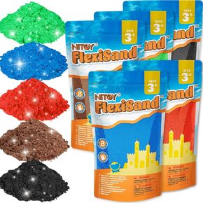 NiToy Value Pack 11lbs of 5 Colored Moldable Self-Sticking Play Sand, Never Dries Out - Fun for Kids Bulk Refill for Sensory Sand Box Toys, Ideal for Shaping, Squeezing, Scooping, Rolling and Molding in Kuwait