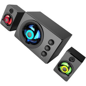 صندوق صوت ستيريو خشبي 2.1 متعدد الوسائط مع مضخم صوت يعمل بمنفذ USB، ومكبرات صوت للكمبيوتر المكتبي لأجهزة الكمبيوتر المحمول والألعاب، ومشغل موسيقى ستيريو محمول للمكتب المنزلي in Kuwait